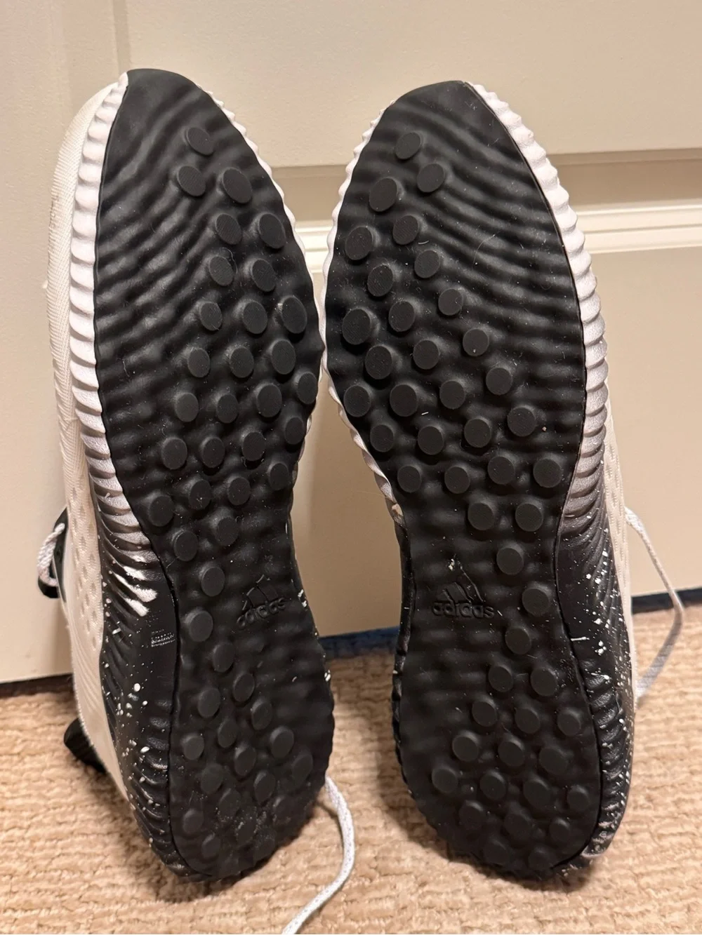 adidas White and Black Speckled-sole Running Shoe men’s size 12